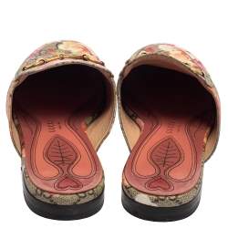 Pre Owned Gucci Multicolor Floral Canvas Princetown Horsebit Flat Mules Size 39