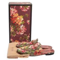 Pre Owned Gucci Multicolor Floral Canvas Princetown Horsebit Flat Mules Size 39