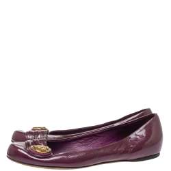 Pre Owned Gucci Purple Patent Leather Ballet Flats Size 35.5