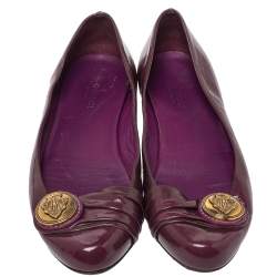 Pre Owned Gucci Purple Patent Leather Ballet Flats Size 35.5