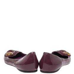 Pre Owned Gucci Purple Patent Leather Ballet Flats Size 35.5