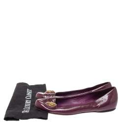 Pre Owned Gucci Purple Patent Leather Ballet Flats Size 35.5