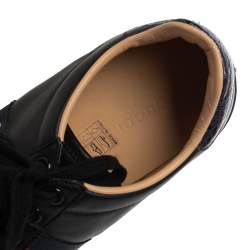 Pre Owned Gucci Black Leather And Python Embossed Leather Bee Ace Low Top Sneakers Size 38.5