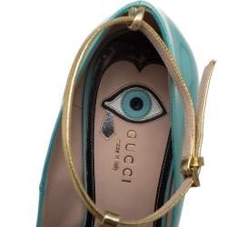 Gucci Blue Patent Leather Molina Sandals Size 40