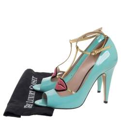 Gucci Blue Patent Leather Molina Sandals Size 40