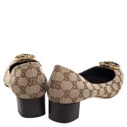 Pre Owned Gucci Beige GG Canvas Slip On Flats Size 41