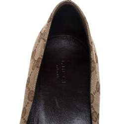 Pre Owned Gucci Beige GG Canvas Slip On Flats Size 41