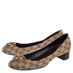 Pre Owned Gucci Beige GG Canvas Slip On Flats Size 41