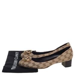 Pre Owned Gucci Beige GG Canvas Slip On Flats Size 41