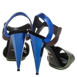 Gucci Multicolor Python Liberty Open Toe Ankle Strap Sandals Size 40