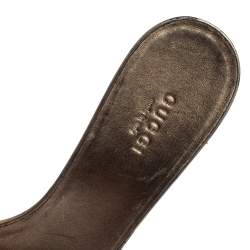 Gucci Metallic Leather Embellished Slide Sandal Size 37