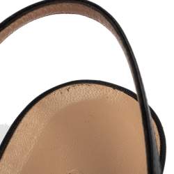 Pre Owned Gucci Black Leather GG Marmont Block Heel Ankle Strap Sandals Size 39