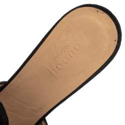 Pre Owned Gucci Black Suede GG Marmont Fringe Sandals Size 39.5