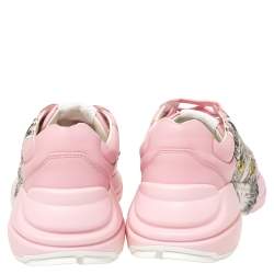 Gucci Pink Leather Rhyton Mystic Cat Sneakers Size 37