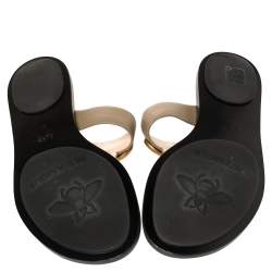 Pre Owned حذاء غوتشى بإصبع فلات جى جى جلد بيج مقاس 41