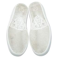 Pre Owned Gucci Silver Glitter And Leather Ace Web Low-top Sneakers Size 37