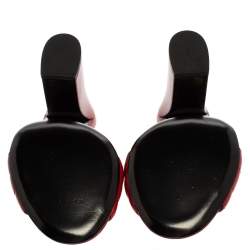 Pre Owned صندل سلايد غوتشى سيور متقاطعة جلد مبطن أحمر مقاس 38