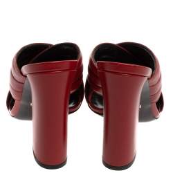 Pre Owned صندل  سلايد غوتشى سيور متقاطعة جلد مبطن أحمر مقاس 38