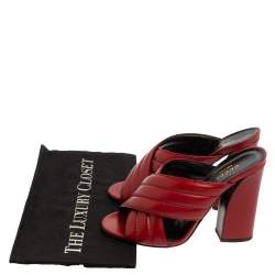 Pre Owned صندل سلايد غوتشى سيور متقاطعة جلد مبطن أحمر مقاس 38