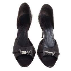 Gucci Brown Guccissima Leather Horsebit D'orsay Peep Toe Pumps Size 38