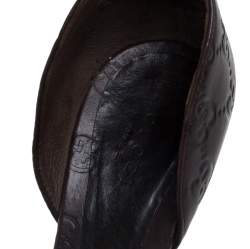 Gucci Brown Guccissima Leather Horsebit D'orsay Peep Toe Pumps Size 38