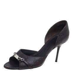 Gucci Brown Guccissima Leather Horsebit D'orsay Peep Toe Pumps Size 38
