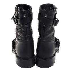 Pre Owned Gucci Black Guccissima Leather Moto Ankle Boots Size 39