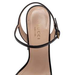 Pre Owned Gucci Black Leather GG Marmont Ankle Strap Sandals Size 35