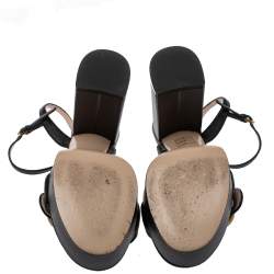 Pre Owned Gucci Black Leather GG Marmont Ankle Strap Sandals Size 35