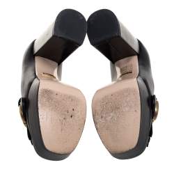 Pre Owned Gucci Black Leather Fringe Marmont GG Pumps Size 35.5