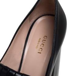 Pre Owned Gucci Black Leather Fringe Marmont GG Pumps Size 35.5