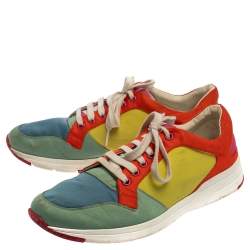 مملوكة مسبقًا Gucci Multicolor Satin Lace Up Sneakers Size 39.5 
