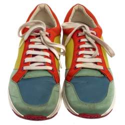 مملوكة مسبقًا Gucci Multicolor Satin Lace Up Sneakers Size 39.5 