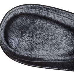 Pre Owned صندل سلايد غوتشي مزين عقدة كانفاس مونوغرامي بني و بيج مقاس 40