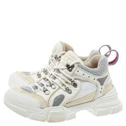 Gucci White Mesh And Leather Logo Embossed Flashtrek Sneakers Size 38