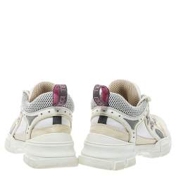 Gucci White Mesh And Leather Logo Embossed Flashtrek Sneakers Size 38