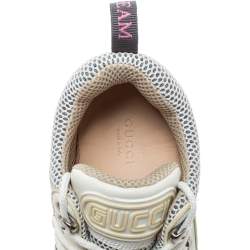 Gucci White Mesh And Leather Logo Embossed Flashtrek Sneakers Size 38