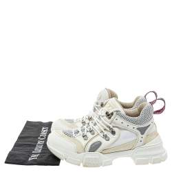 Gucci White Mesh And Leather Logo Embossed Flashtrek Sneakers Size 38