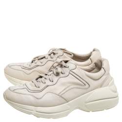 Pre Owned Gucci Off White Leather Rhyton Sneaker Size 41