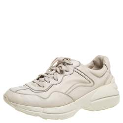 Pre Owned Gucci Off White Leather Rhyton Sneaker Size 41