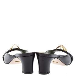 مملوكة مسبقًا صندل سلايد غوتشي يوساغي جلد أسود مقاس 39.5