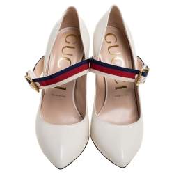 Pre Owned Gucci White Leather Sylvie Pumps Size 39 