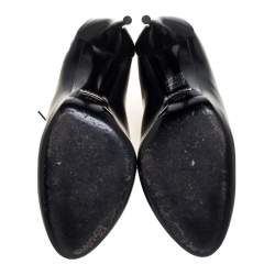 Pre Owned حذاء بوت غوتشي كيب جلد أسود مقوس برباط مقاس 39.5