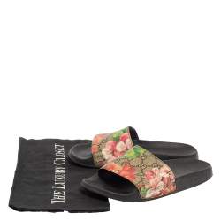 Pre Owned Gucci Multicolor Coated Canvas GG Blooms Supreme Slide Sandals Size 36
