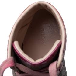 Pre Owned حذاء رياضي غوتشي مرتفع من أعلى جلد لامع و كانفاس جي جي متعدد الألوان مقاس 36