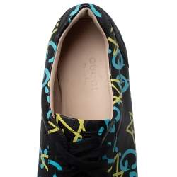 Pre Owned Gucci Black Leather Ghost Lace Up Low Top Sneakers Size 38