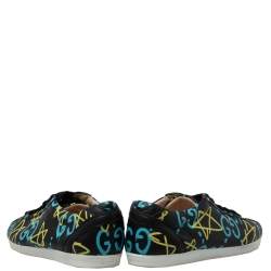 Pre Owned Gucci Black Leather Ghost Lace Up Low Top Sneakers Size 38