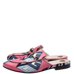 مملوكة مسبقًا Gucci Pink Satin Princetown Horsebit Flat Mules Size 36