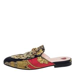 Pre Owned Gucci Multicolor Canvas Princetown Horsebit Mules Sandals Size 36