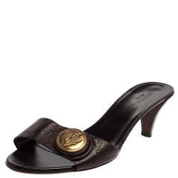 مملوكة مسبقًا Gucci Brown Guccissima Leather Hysteria Slide Sandals Size 37